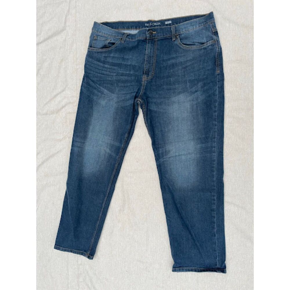 Falls Creek Mens Relaxed Stretch Jeans 44x30 Medium Wash Denim Pants